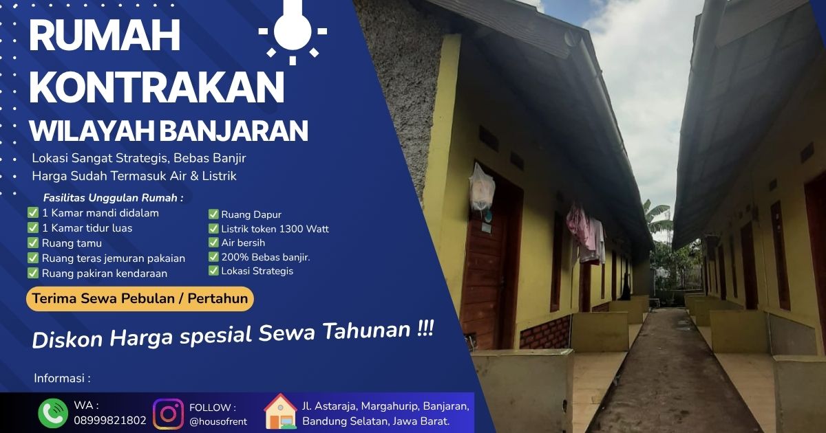 Properti terdaftar untuk dijual atau disewa - Rumah Kontrakan Harga Terjangkau Wilayah Banjaran Bandung Selatan